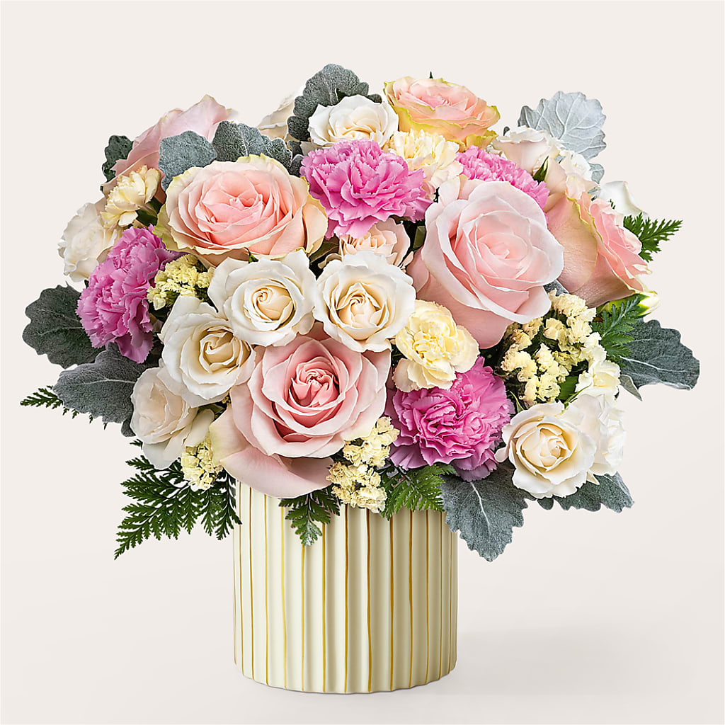 Blissful Moments Bouquet with Ivory Vase – Talia Flowers, Ottawa ON