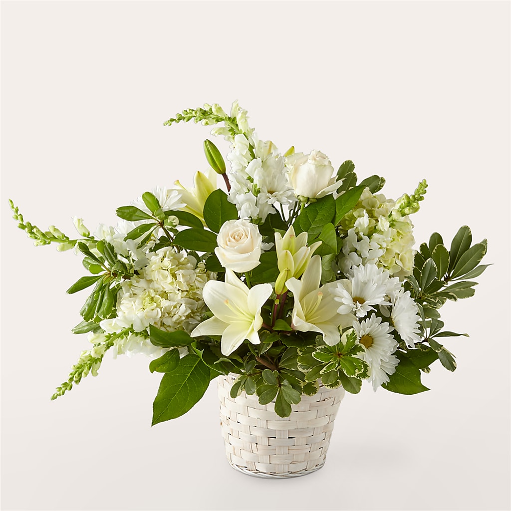 Ivory Elegance Floral Basket – Talia Flowers, Ottawa ON