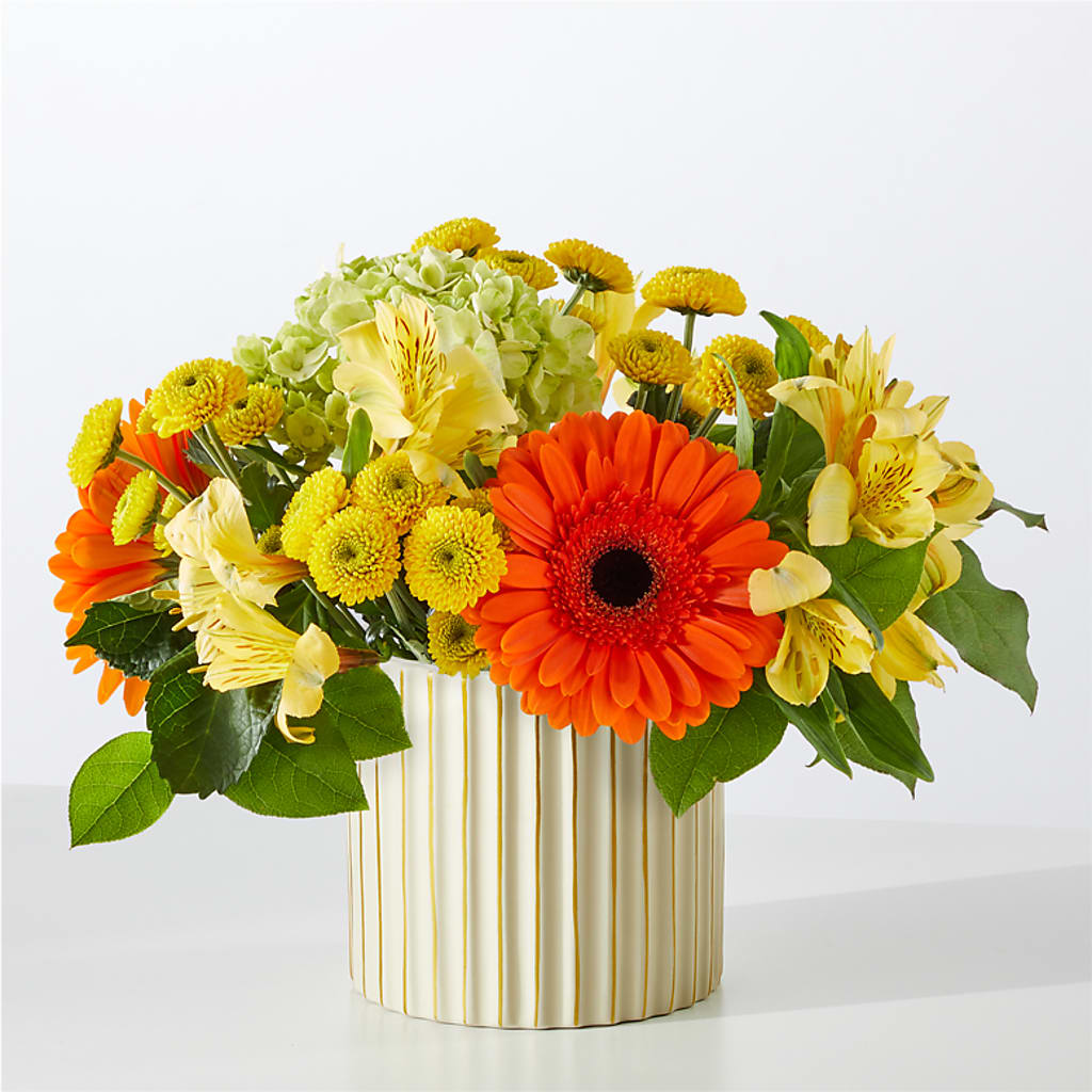 Autumn Sunshine Bouquet with Ivory Vase – Talia Flowers, Ottawa ON