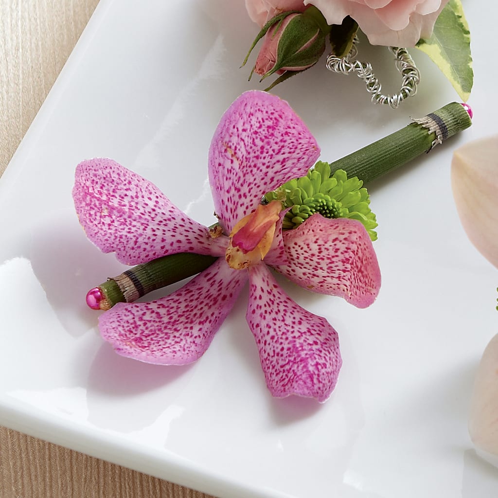 Pink Mokara Boutonniere – Talia Flowers, Ottawa ON
