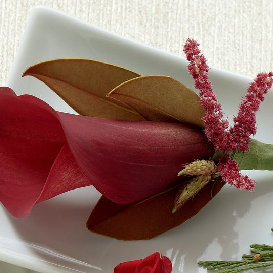 Red Calla Boutonniere –  Talia Flowers, Ottawa ON
