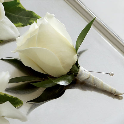 White Rose Boutonniere –  Talia Flowers, Ottawa ON